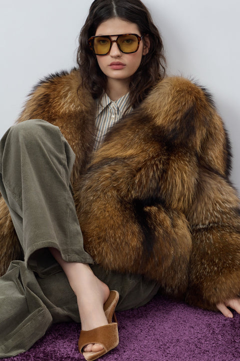 Manteau de fourrure de raton laveur