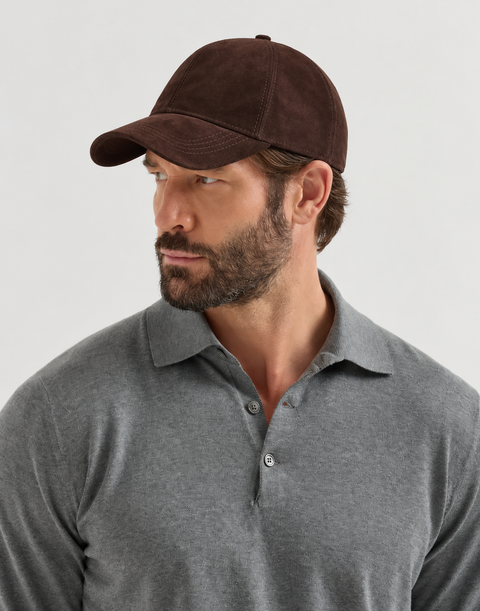 Cappello da uomo in vera pelle scamosciata