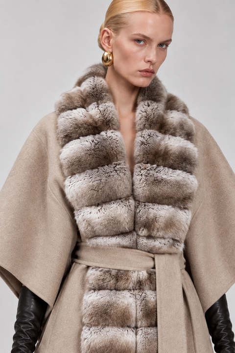 Cashmere Cape with Fur