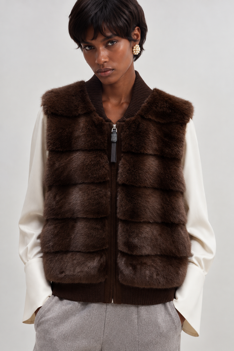 Sleeveless Mink Gilet