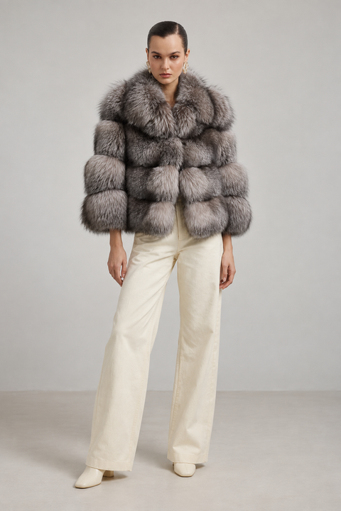 Pelliccia di volpe beige