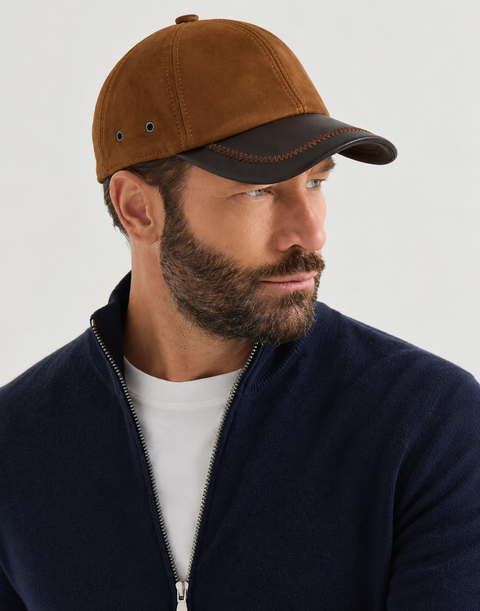 Cappello da uomo in vera pelle scamosciata