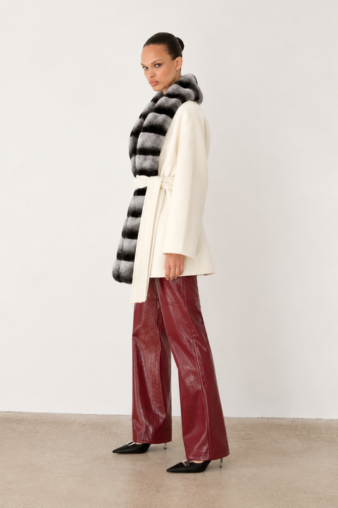 Cashmere Coat With Rex Rabbit