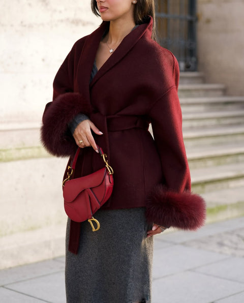 Burgundy Short Cashmere Coat