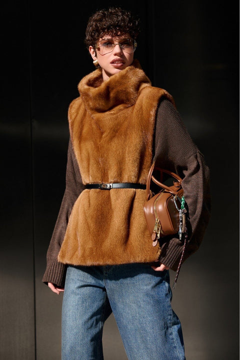 Whiskey Mink Fur Vest