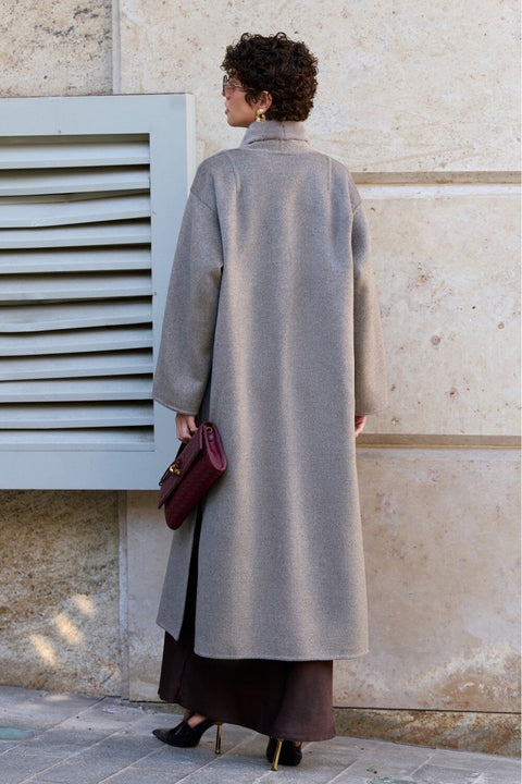 Long Cashmere Coat with Mink