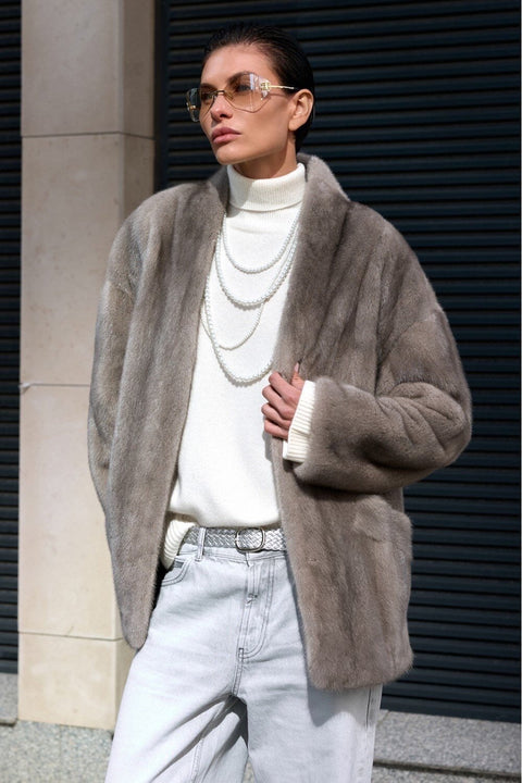 Short Grey Mink Jacket