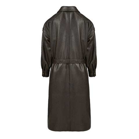 Trench lungo in vera pelle
