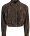 Cropped Brown Suede Jacket