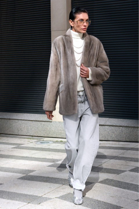 Short Grey Mink Jacket