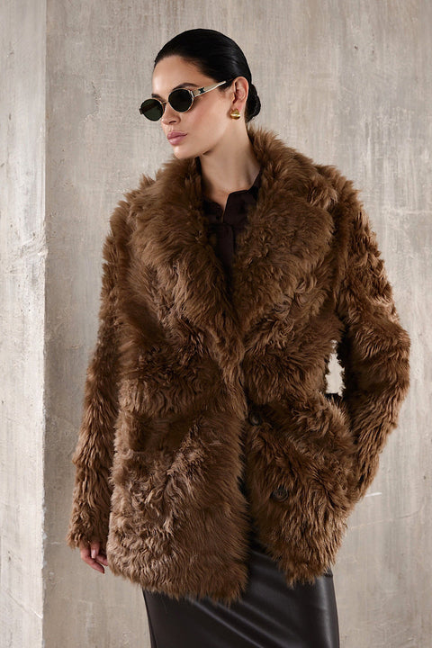 ADRIE Shearling Coat Chesnut