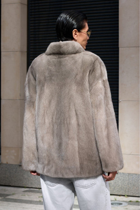 Short Grey Mink Jacket