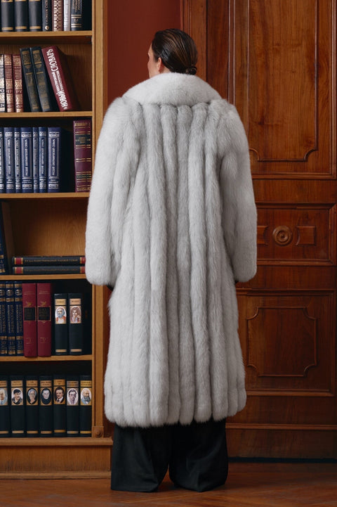 Long White Fox Fur Coat