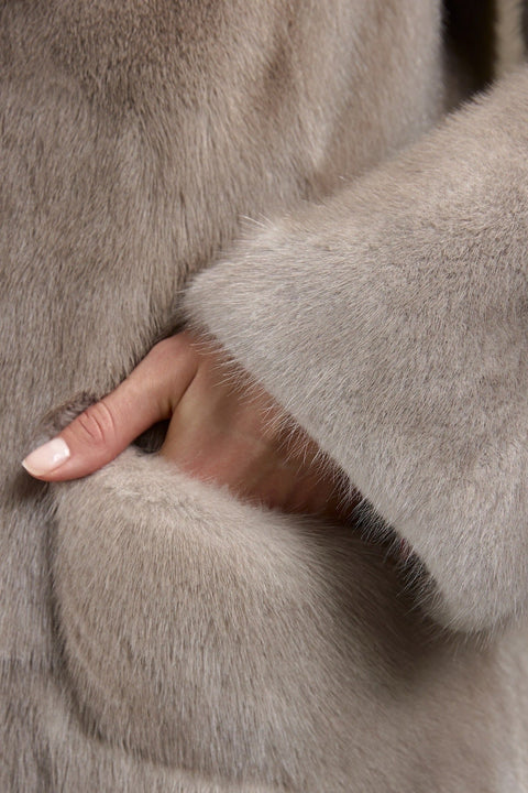 Long Grey Mink Fur Coat