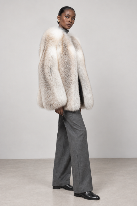 Crossed Fox Fur Coat