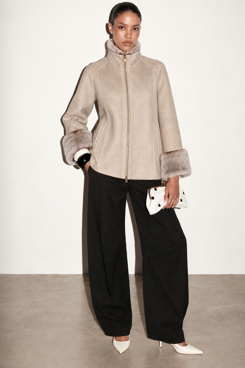 Manteau court blanc en cachemire