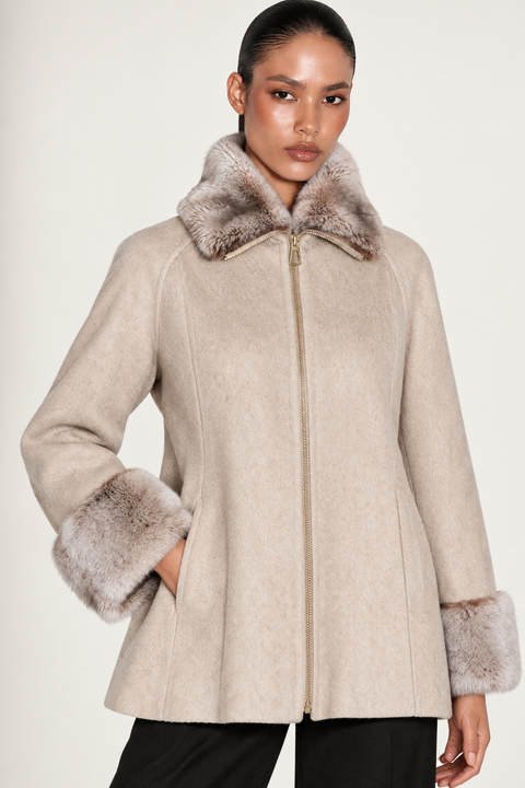 Manteau court blanc en cachemire