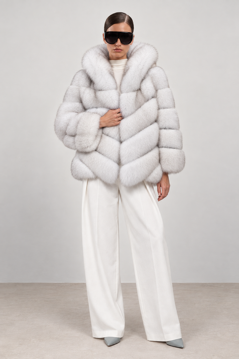 Hooded Fox Fur Coat