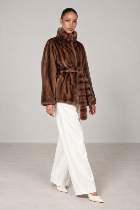 Belted Brown Mink Coat