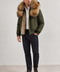 Parka negra de piel forrada para hombre