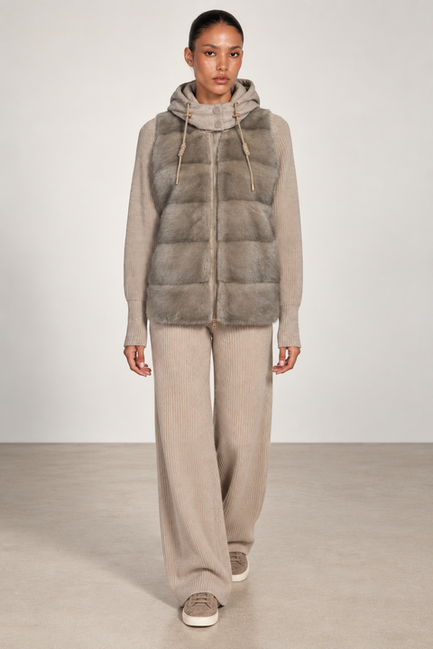 Hooded Cashmere and Mink Jacket