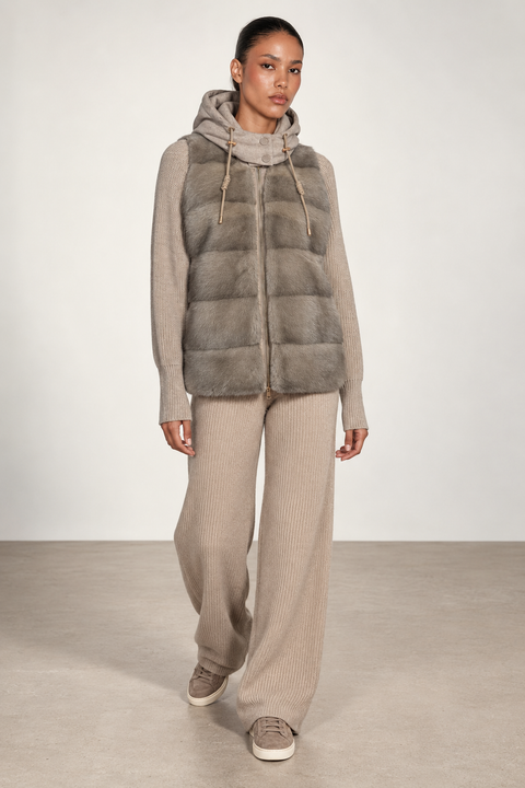 Hooded Cashmere and Mink Jacket