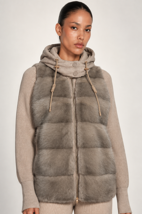 Hooded Cashmere and Mink Jacket