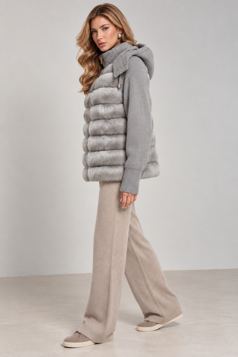 Hooded Cashmere and Rex Jacket