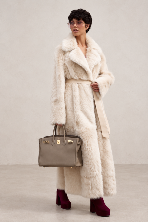Long manteau en peau lainée de Toscane