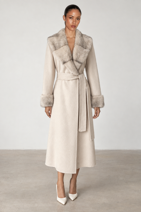 Manteau en cachemire avec vison