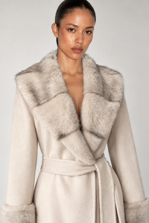 Manteau en cachemire avec vison