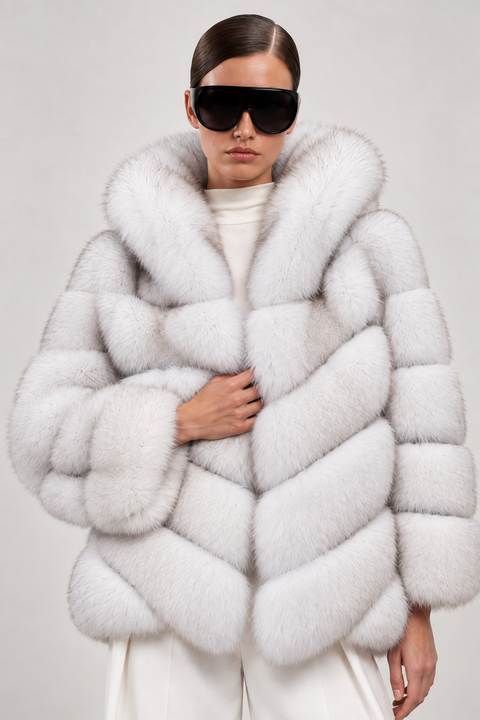 Hooded Fox Fur Coat