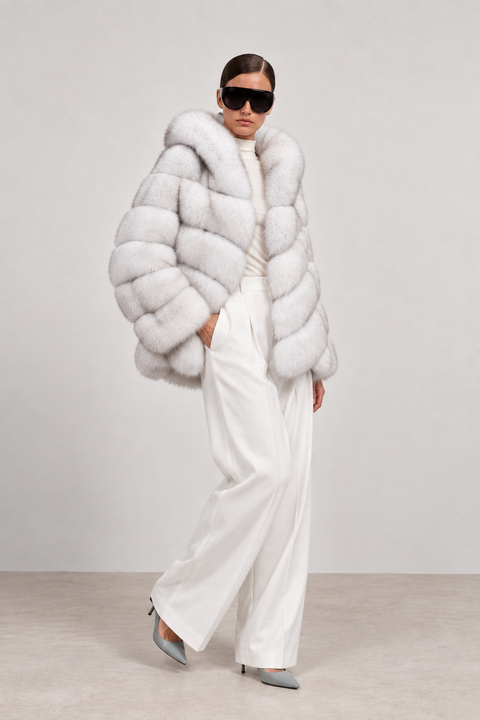 Hooded Fox Fur Coat