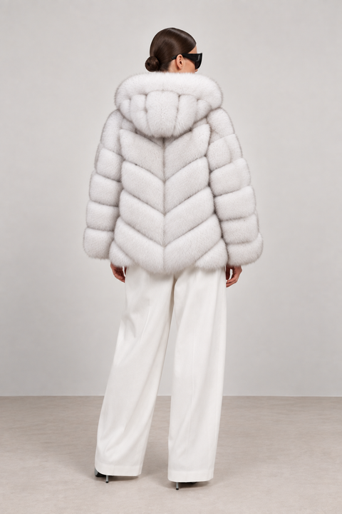 Hooded Fox Fur Coat