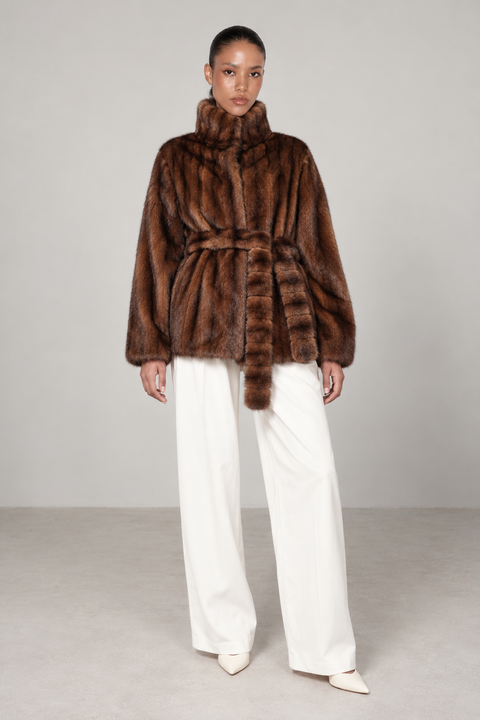Belted Brown Mink Coat
