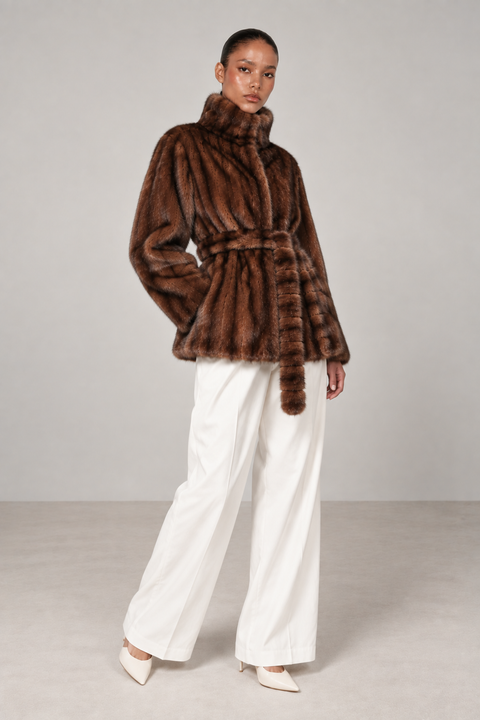 Belted Brown Mink Coat