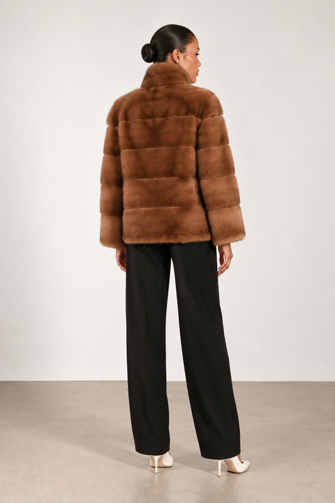 Manteau en véritable fourrure de vison