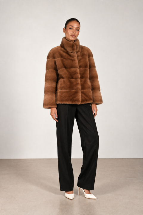 Manteau en véritable fourrure de vison