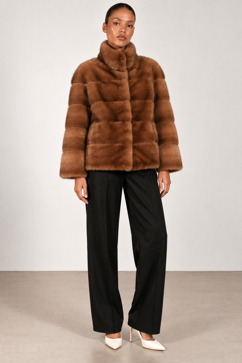 Manteau en véritable fourrure de vison