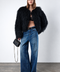 Black Cropped Mongolian Coat
