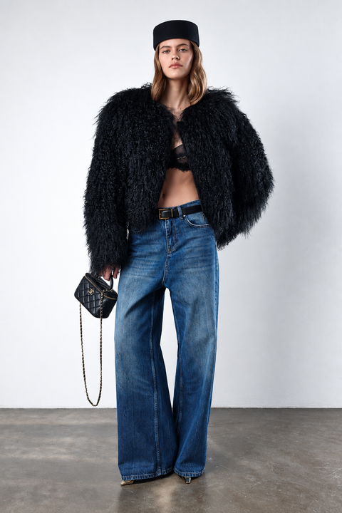 Black Cropped Mongolian Coat