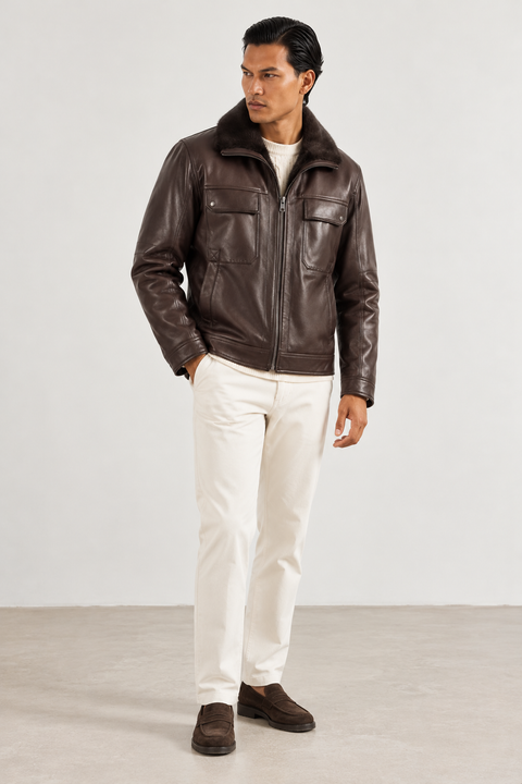 Lederjacke mit Minkfellfutter