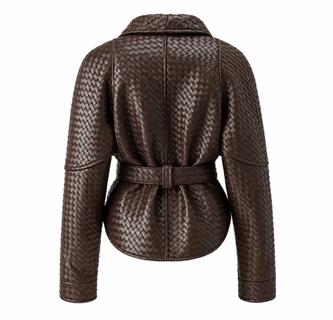 Veste en cuir tressé