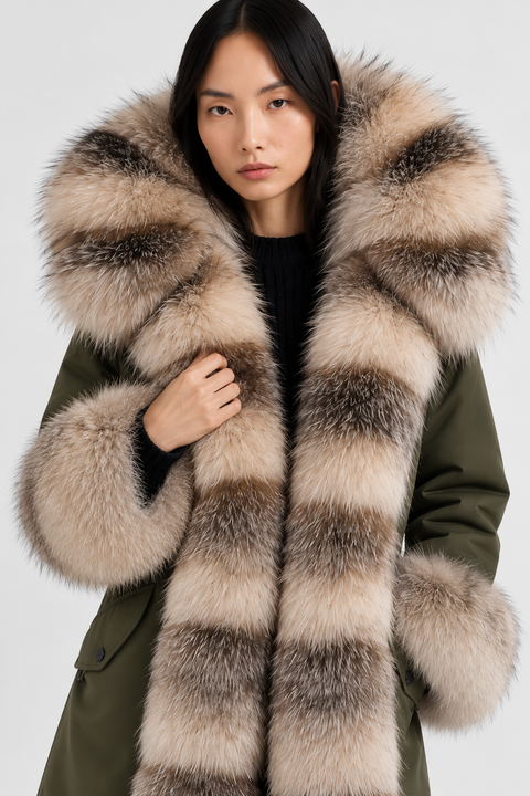 Parka foderato in pelliccia di volpe