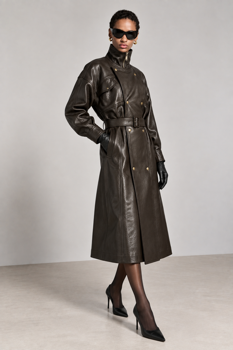 Trench lungo in vera pelle