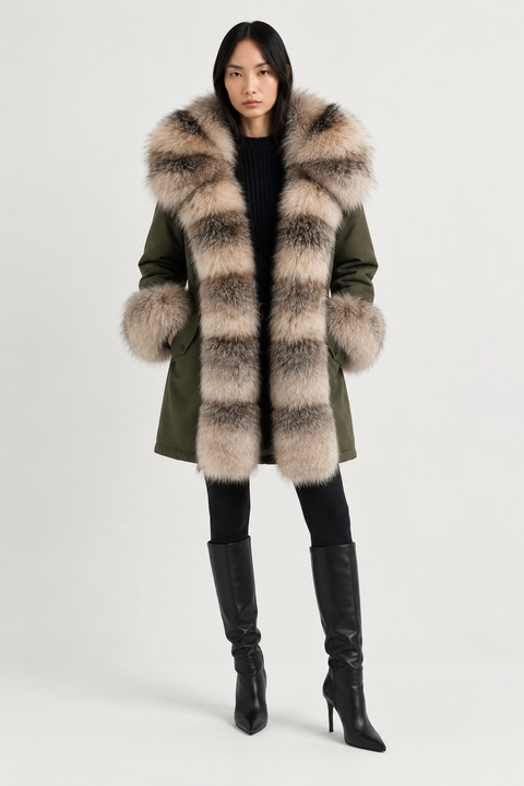 Parka foderato in pelliccia di volpe