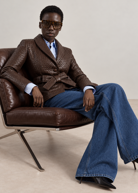 Veste en cuir tressé