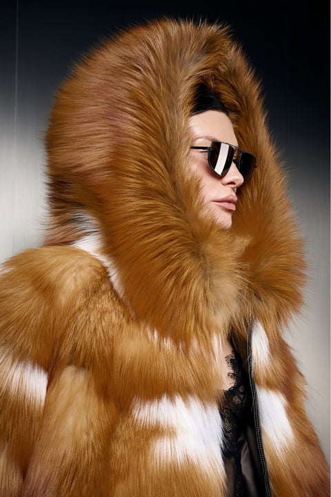 Hooded Fox Fur Coat