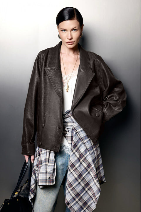 Short Lambskin Leather Jacket