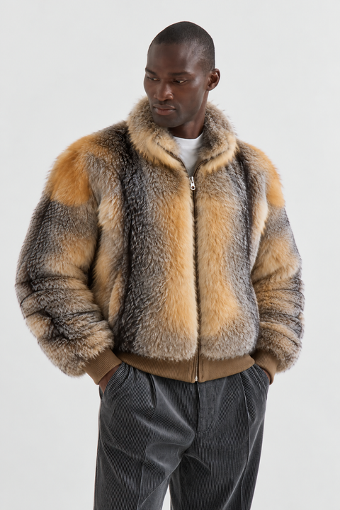 Men Fox Fur Bomber